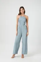 Women's Ruched Halter Wide-Leg Jumpsuit