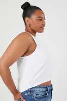Women's Twist-Front Tank Top in White, 3X