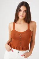 Women's Sweater-Knit Crop Top Brown