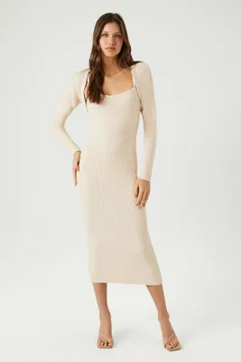 Women's Midi Dress & Shrug Sweater Set
