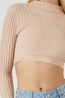 Women's Seamless Combo Crop Top in Birch Large