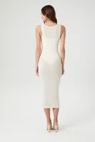 Women's Sheer Bodycon Midi Sweater Dress in Vanilla Small