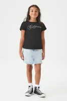 Girls Distressed Denim Skirt (Kids) in Light Denim, 13/14