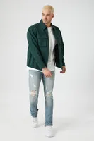 Men Zip-Up Cargo Jacket in Sea Green, XXL