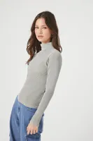 Women's Waffle Knit Turtleneck Top in Tea, XS