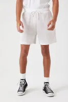 Men Netted Drawstring Shorts in Cream Medium