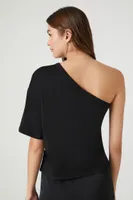 Women's One-Shoulder Top in Black Large