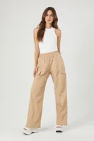 Women's Cargo Straight-Leg Joggers in Khaki Large