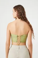 Women's Toggle Drawstring Halter Top in Green Small