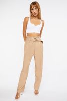 Women's Linen Wide-Leg Pants in Khaki Large