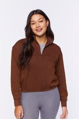 Women's Half-Zip Fleece Pullover in Brown Large
