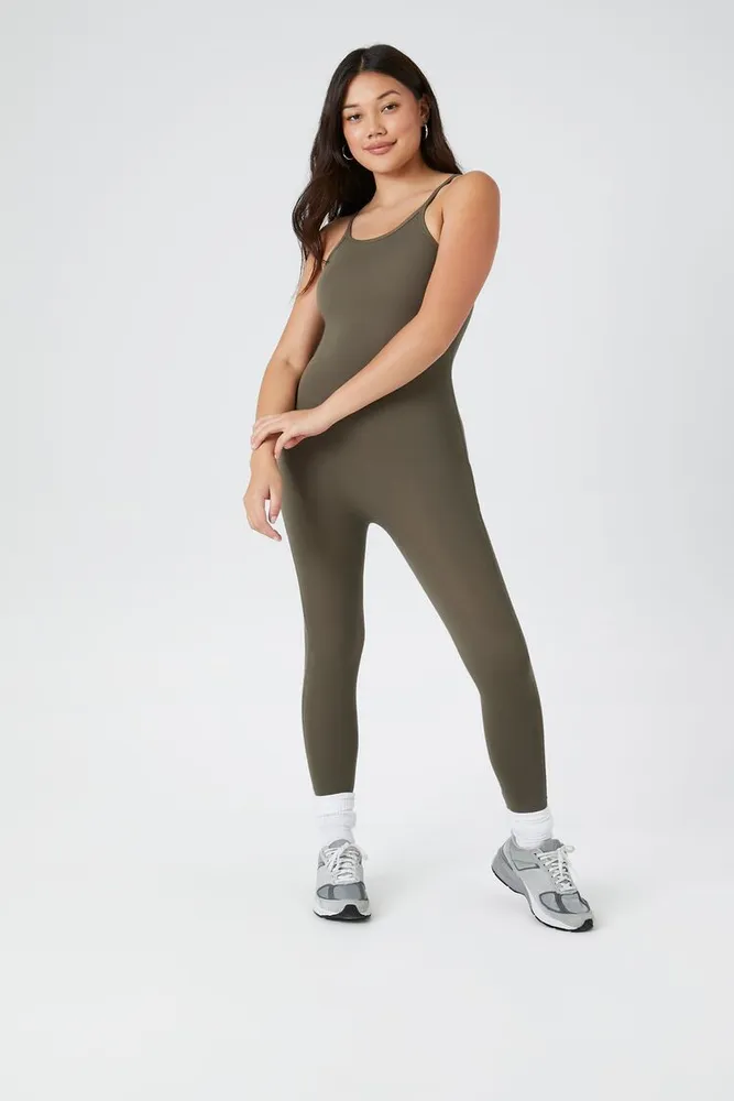 Women's Jersey-Knit Cami Jumpsuit in Olive Large