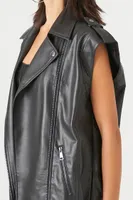 Women's Faux Leather Moto Vest in Black Medium