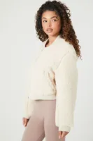 Women's Faux Shearling Bomber Jacket in Vanilla