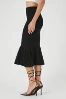 Women's Sweater-Knit Mermaid Midi Skirt in Black, XS