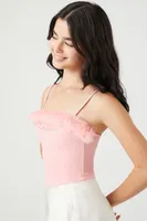 Women's Angel Faux Fur-Trim Cami Top in Pink Medium