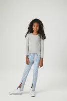 Girls Split-Hem Skinny Jeans (Kids) Light Denim,