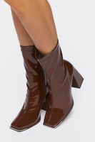 Women's Faux Patent Leather Booties in Brown, 5.5