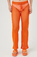 Women's Sheer Mesh Flare Pants in Sunset Small