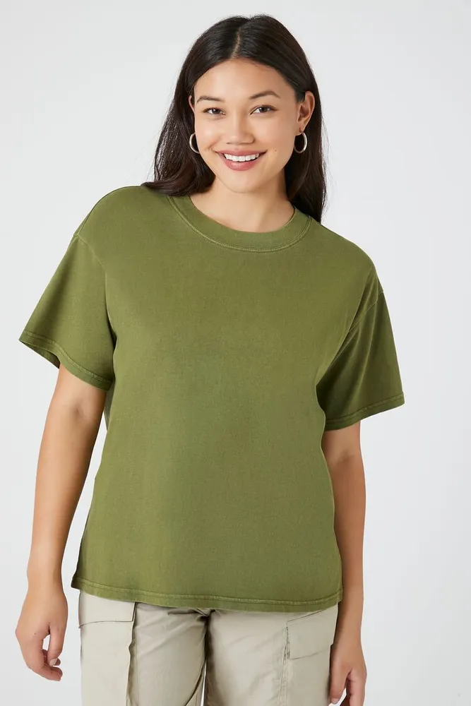 Women's Cotton Crew T-Shirt in Olive Small