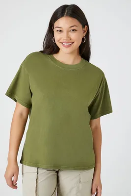 Women's Cotton Crew T-Shirt in Olive, XL
