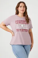 Women's Cowgirls Graphic T-Shirt in Purple, 2X