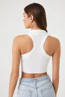 Women's Racerback Cropped Tank Top in White, XL