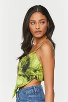 Women's Abstract Print Handkerchief Cami in Wild Lime Small