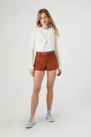 Women's Faux Suede Belted Shorts in Chestnut Medium