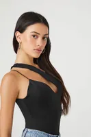 Women's Cutout One-Shoulder Bodysuit in Black, XL