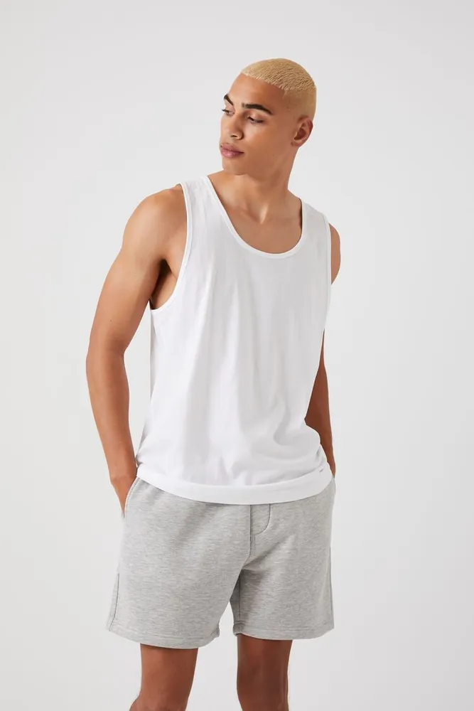 Men Drawstring Fleece Shorts in Heather Grey, XXL