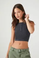 Women's Seamless Mineral Wash Tank Top in Black Large