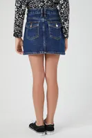 Girls Stretch-Denim Skirt (Kids) in Medium Denim, 9/10