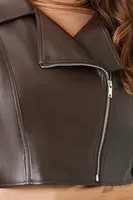 Women's Cropped Moto Jacket Brown,