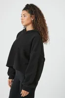 Women's Fleece Drop-Sleeve Hoodie in Black, S/M