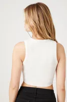 Women's Trying My Luck Cropped Tank Top in Cream Small