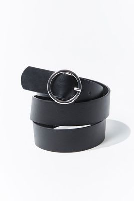 Round Buckle Belt in Black/Silver, XS/S
