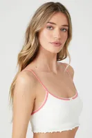 Women's Seamless Ribbed Bralette in White/Peachy Cheeks Medium