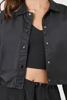 Women's Cropped Coach Jacket in Black Small