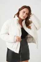 Women's Oversized Puffer Jacket in Oatmeal, Size 0X