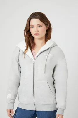 Women's Alaska Faux Shearling Zip-Up Hoodie in Heather Grey Small