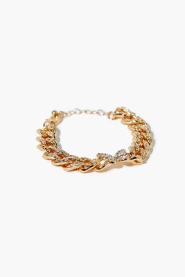 Women's Rhinestone Butterfly Chain Bracelet in Gold/Clear