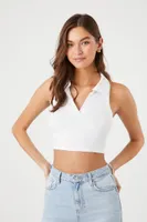 Women's Racerback Cropped Tank Top in White, XL