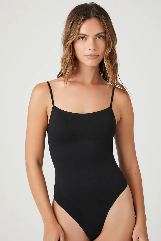 Forever 21 Women's Seamless Cami Lingerie Bodysuit in Black, L/XL