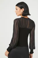 Women's Sweater-Knit Illusion Top in Black Large