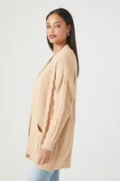 Women's Open-Front Cardigan Sweater in Taupe Large