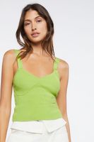 Women's Ribbed Sweater-Knit Top in Green Apple Small