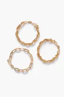 Women's Rolo & Anchor Chain Bracelet Set in Gold