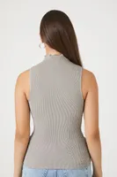 Women's Seamless Mock Neck Top in Grey, M/L