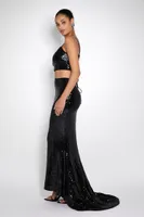 Women's Sequin Crop Top & Mermaid Maxi Skirt Set